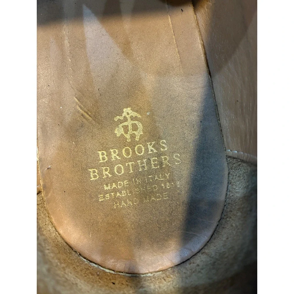 Brooks Brothers Mens Black Suede Penny Loafers Italy Made Vera Gomma Sole